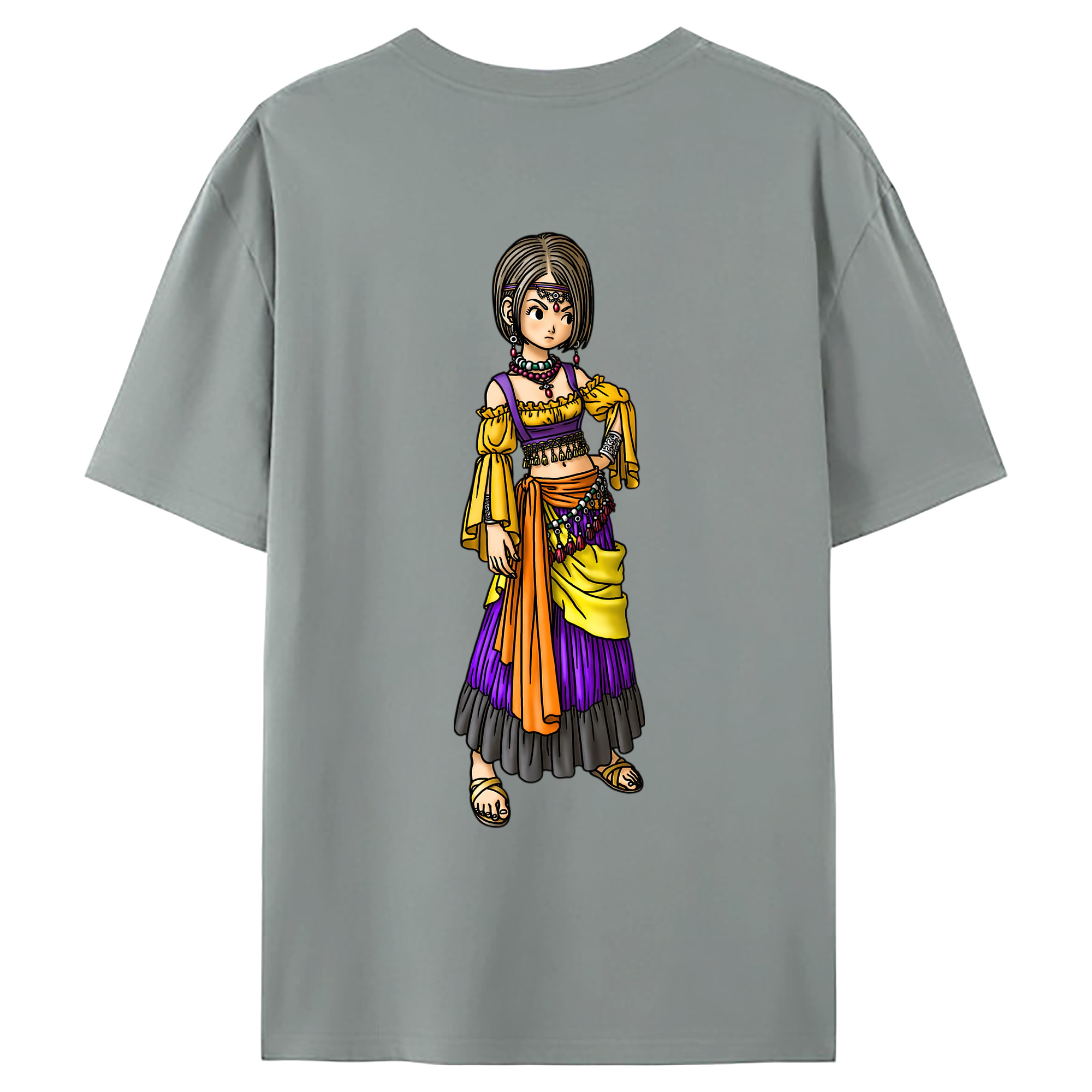 （画像用） ドラゴンクエスト Doragon Kuesuto Dragon Quest 綿100％ メンズ半袖Tシャツ（バックプリント） 通気性
